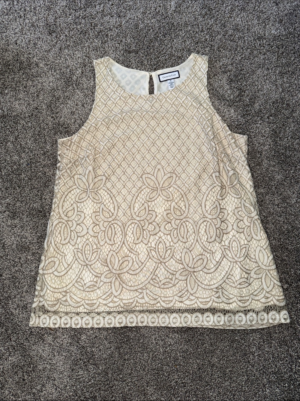 CHARTER CLUB Cream Floral Lace Sleeveless Camisole. Size Medium. Women’s.